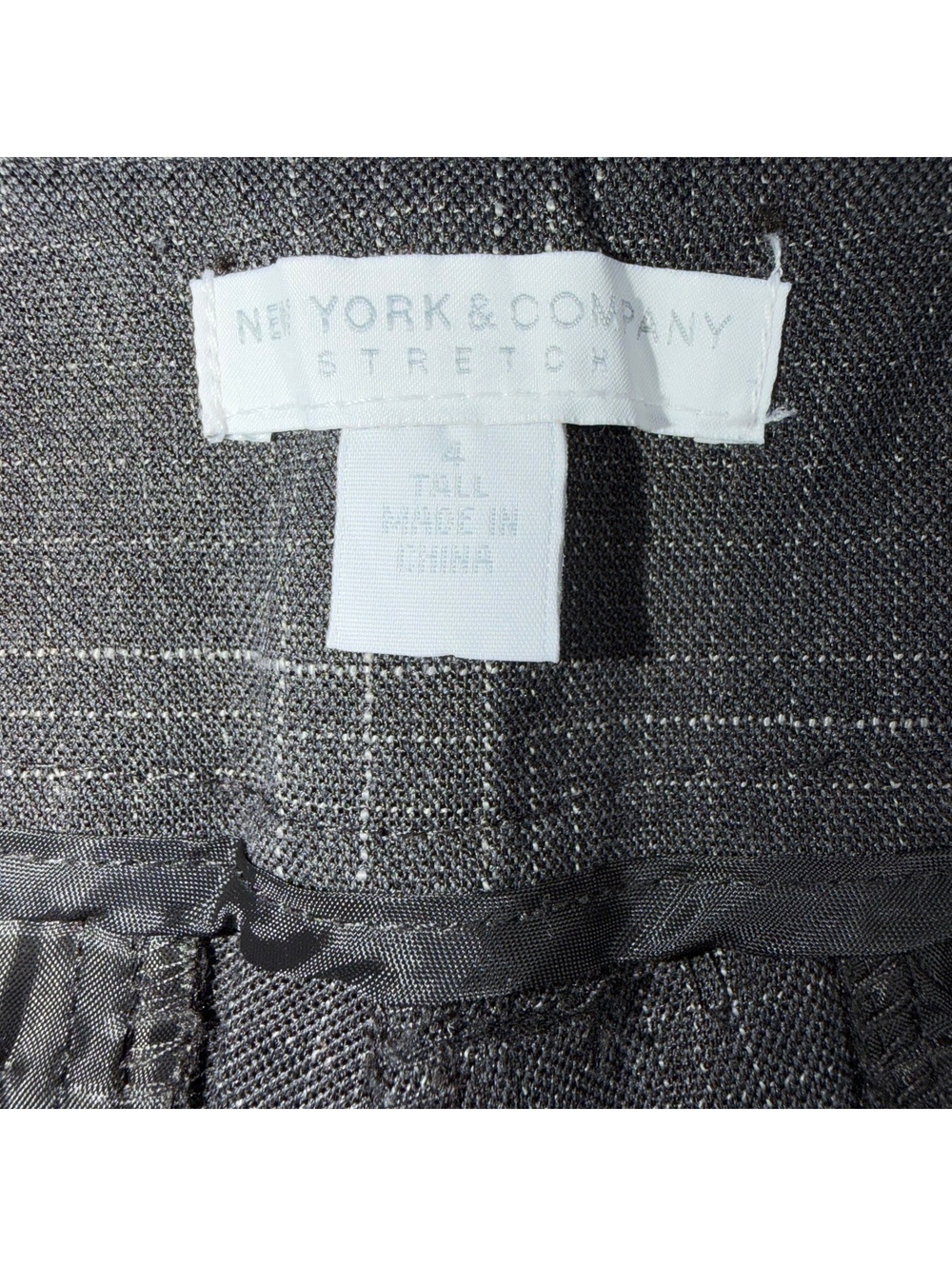New York & Company Stretch Gray Plaid Wide Leg Dress Pants Women’s Size 4 Tall - Picture 5 of 7